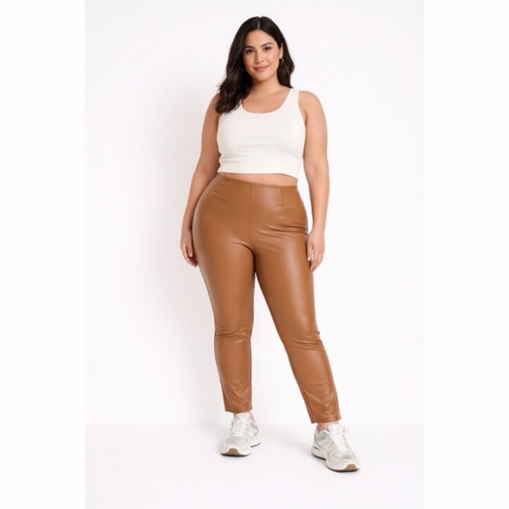 NWT Abercrombie & Fitch‎ Classic Vegan Leather High Rise Camel Brown Leggings